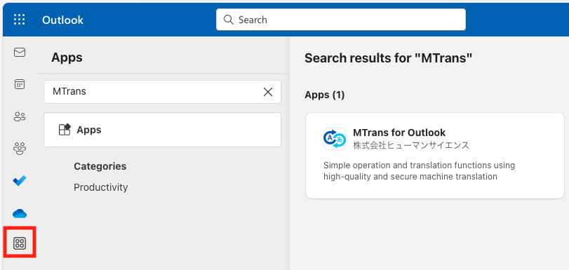 Step 1 to get MTrans for Office (for Outlook on the web)
