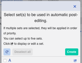 List of automatic post-editing condition sets for Mac