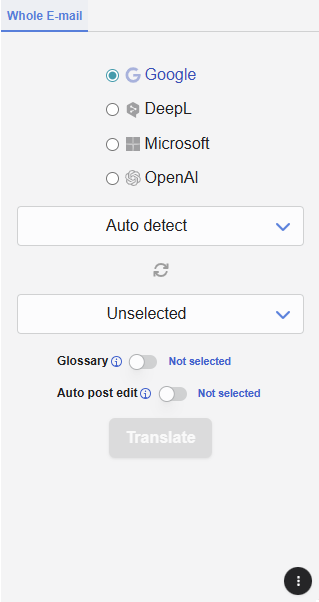 Whole e-mail translation screen in Outlook for Windows